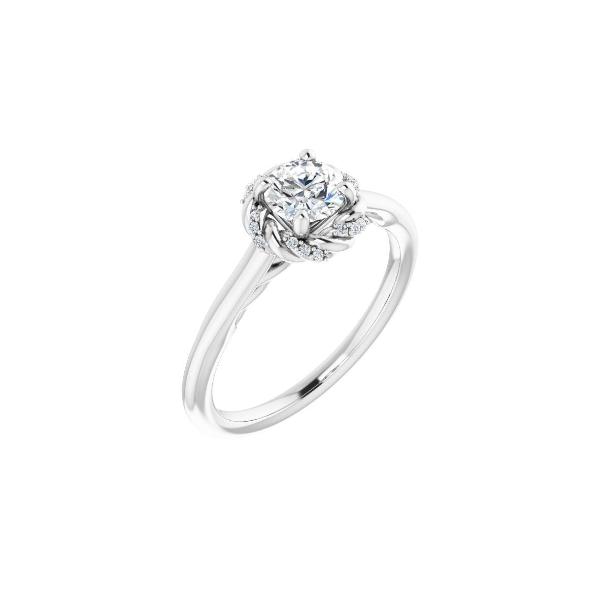 Natural Diamond Round Halo-Style Rope Engagement Ring Semi-Mount - Platinum - Series 123183