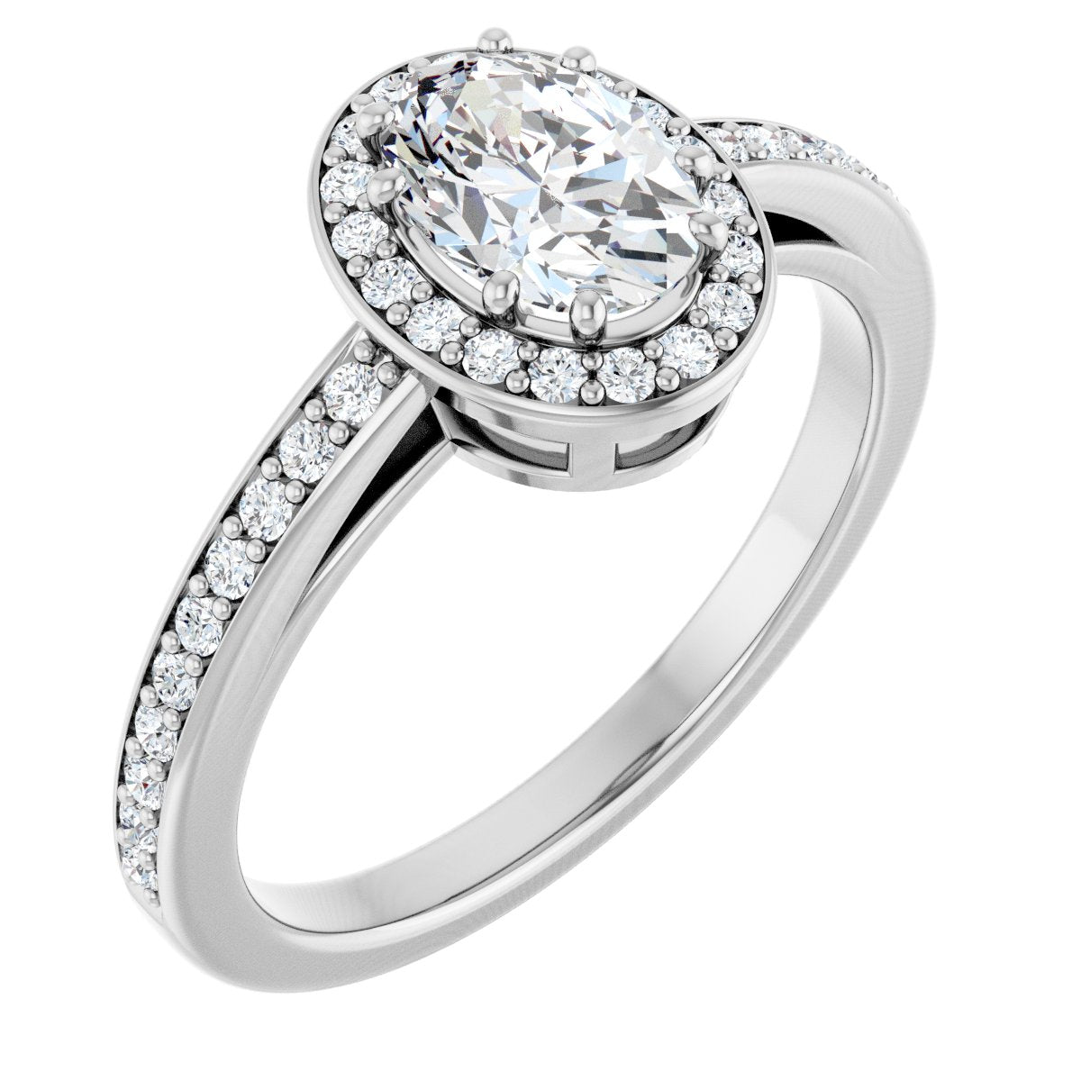Natural Diamond Oval Halo-Style Engagement Ring Semi-Mount - 14K White Gold - Series 122088