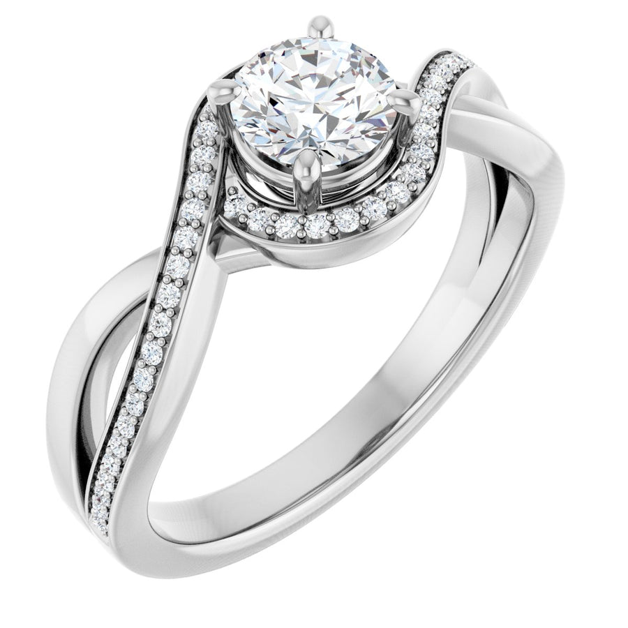 Natural Diamond Round Halo-Style Bypass Engagement Ring Semi-Mount - Platinum - Series 123023