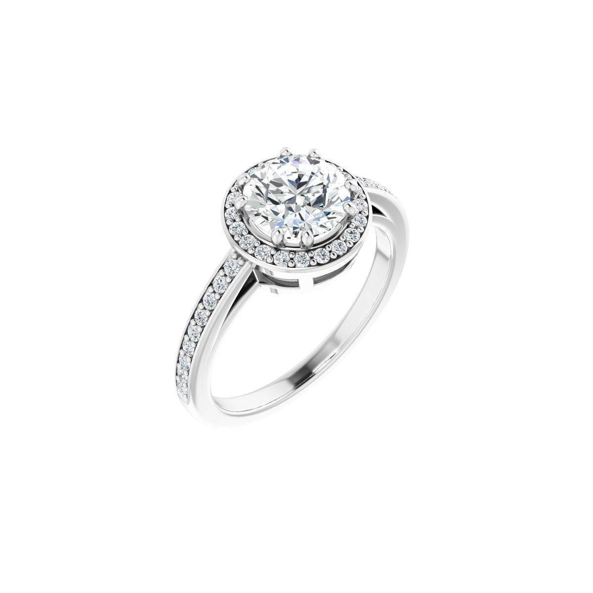 Natural Diamond Round Halo-Style Engagement Ring Semi-Mount - Platinum - Series 122088