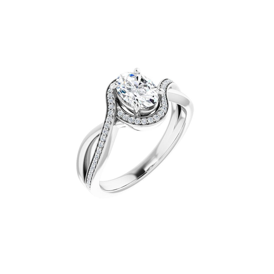 Natural Diamond Oval Halo-Style Bypass Engagement Ring Semi-Mount - Platinum - Series 123023