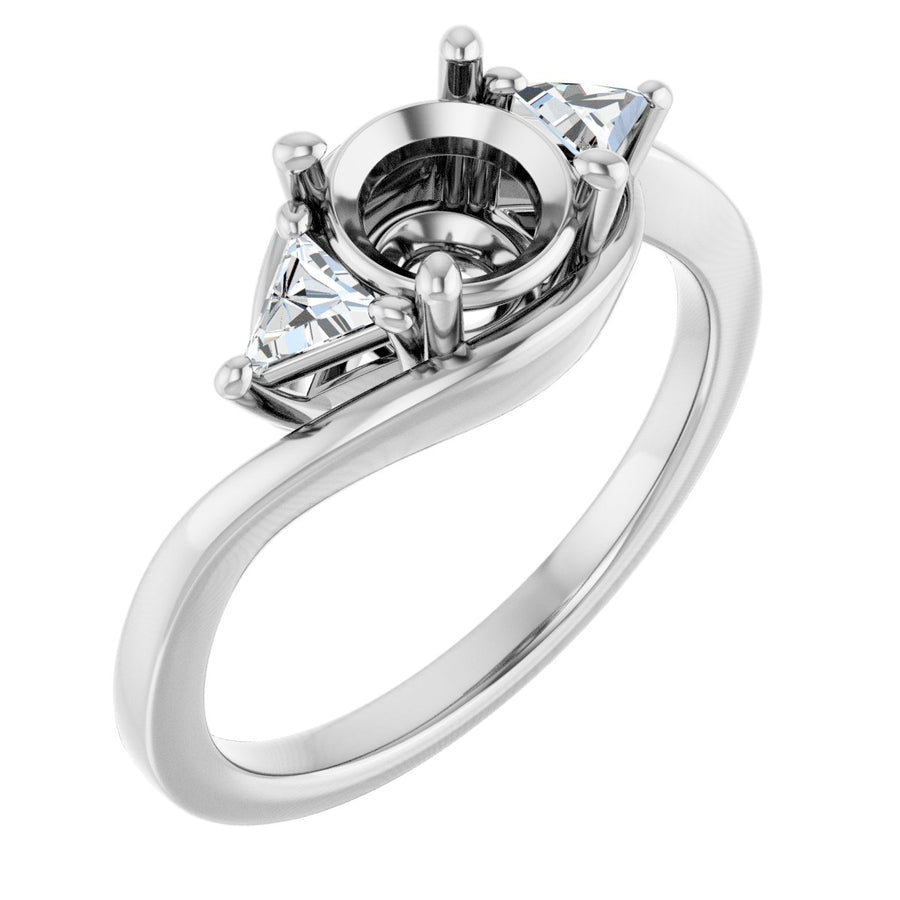 Round Three-Stone Bypass Engagement Ring Semi-Mount - gallery - Series 122672