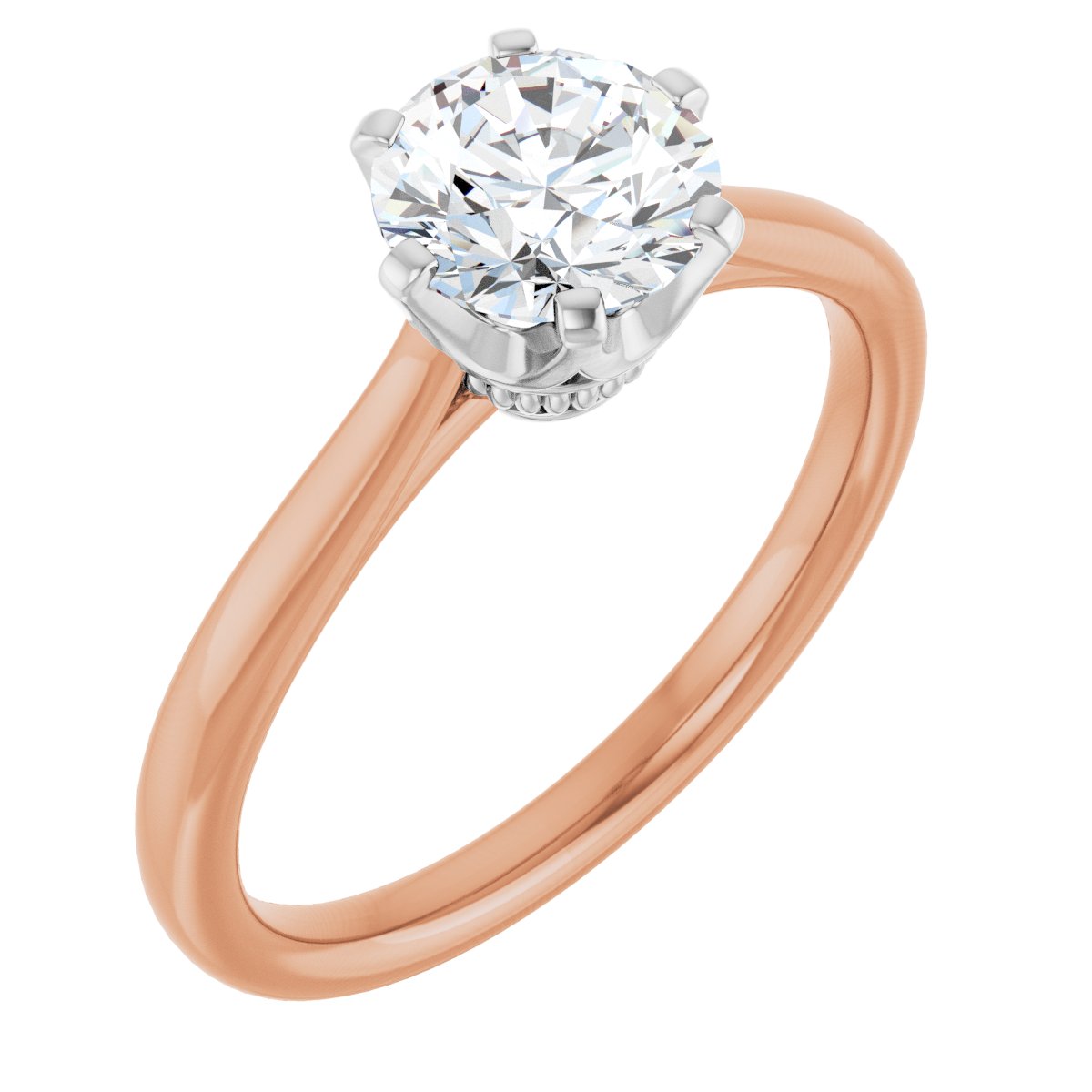 Natural Diamond Round Solitaire Engagement Ring (6.5 Mm) Mounting - 14K Gold - Series 122004