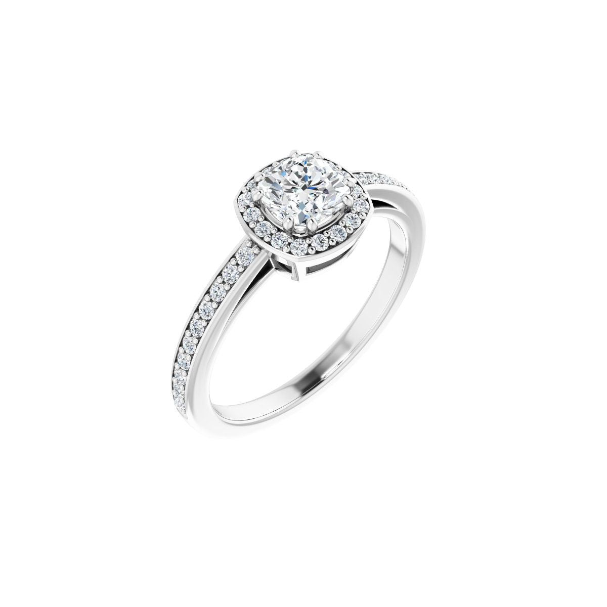Natural Diamond Cushion Halo-Style Engagement Ring Semi-Mount - 14K White Gold - Series 122088