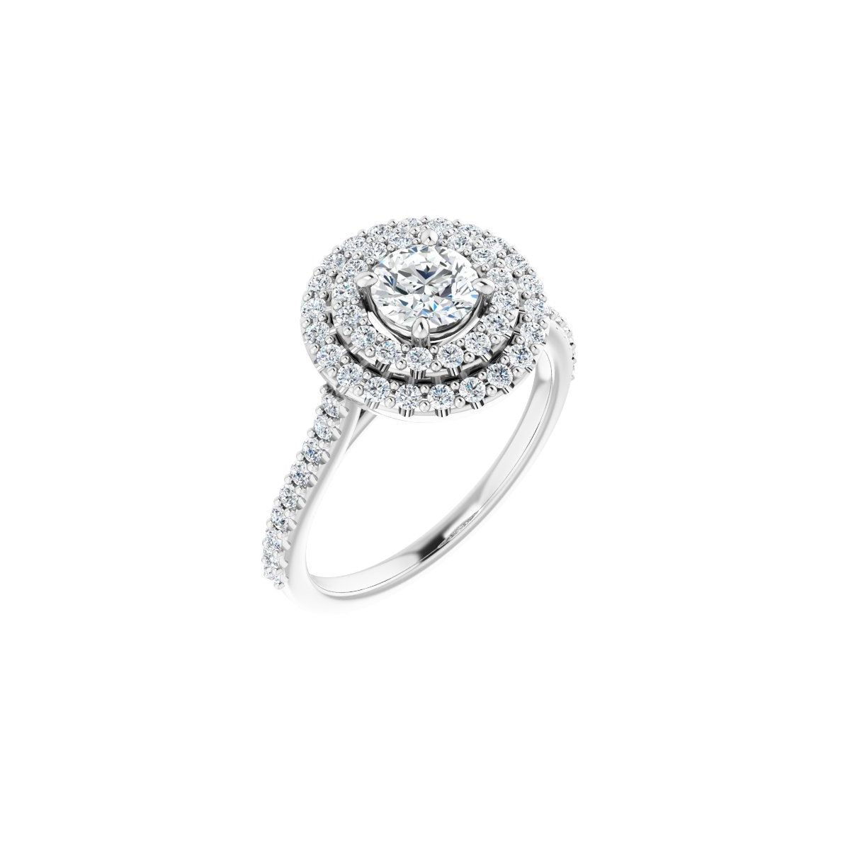 Natural Diamond Round Double Halo-Style Engagement Ring Semi-Mount - Platinum - Series 122918