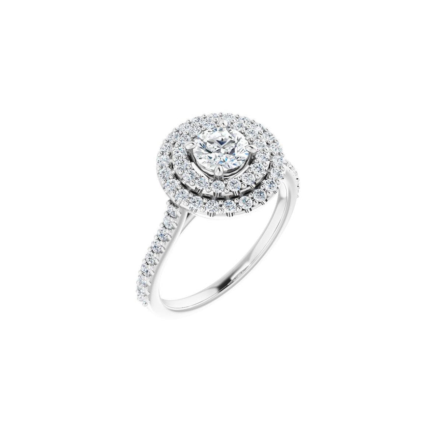 Natural Diamond Round Double Halo-Style Engagement Ring Semi-Mount - Platinum - Series 122918