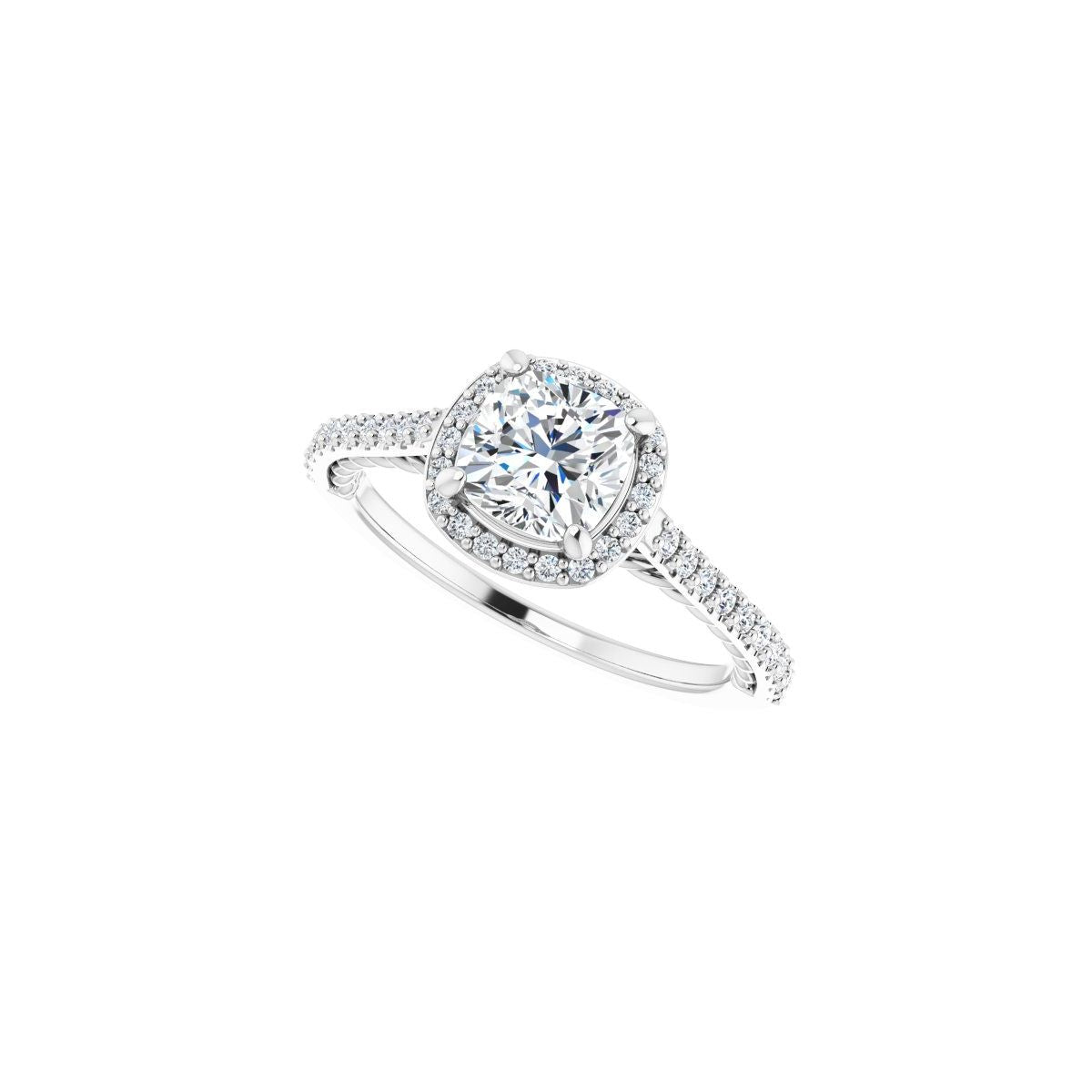 Cushion Halo-Style Engagement Ring Semi-Mount - gallery - Series 122999