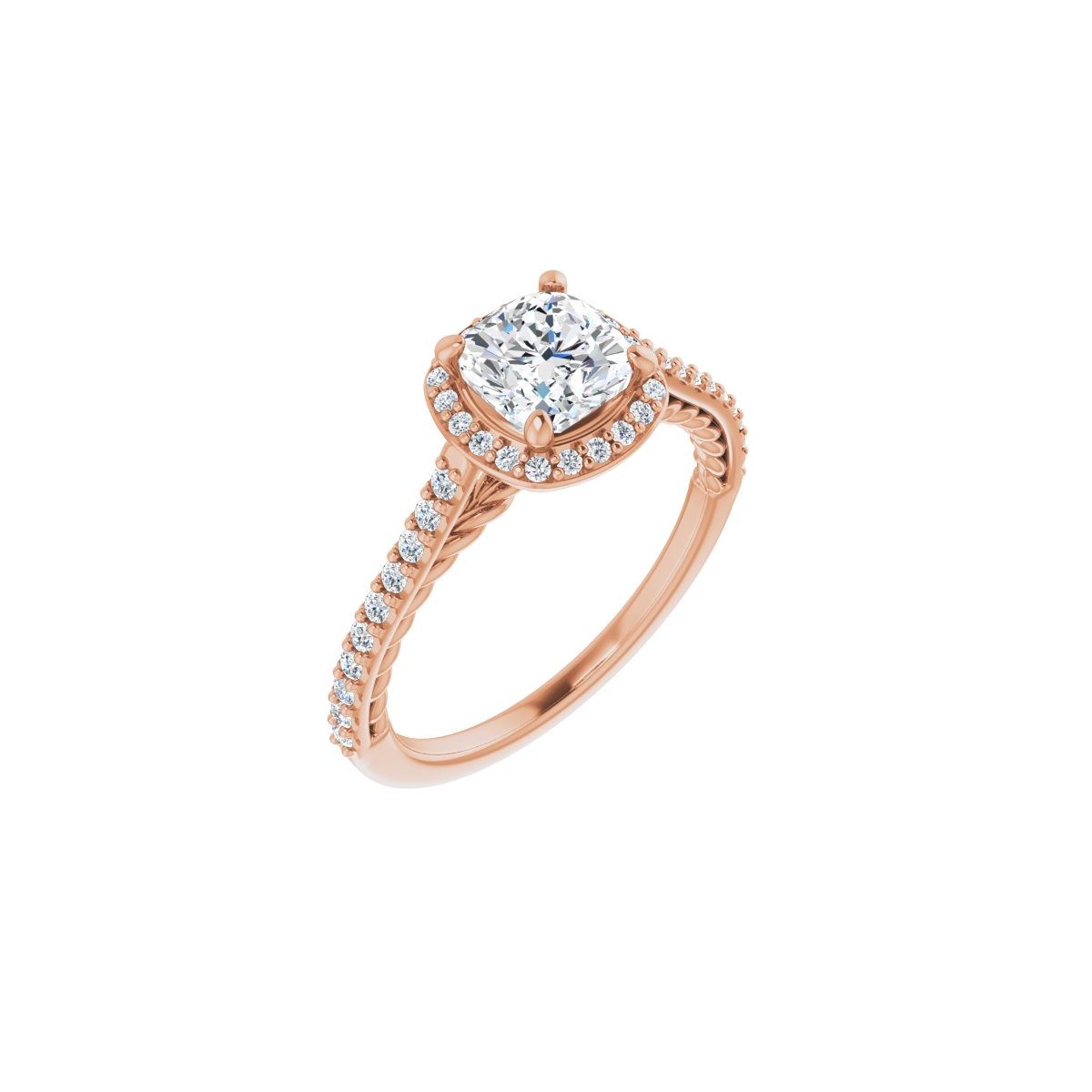 Natural Diamond Cushion Halo-Style Engagement Ring Semi-Mount - 14K Rose Gold - Series 122999