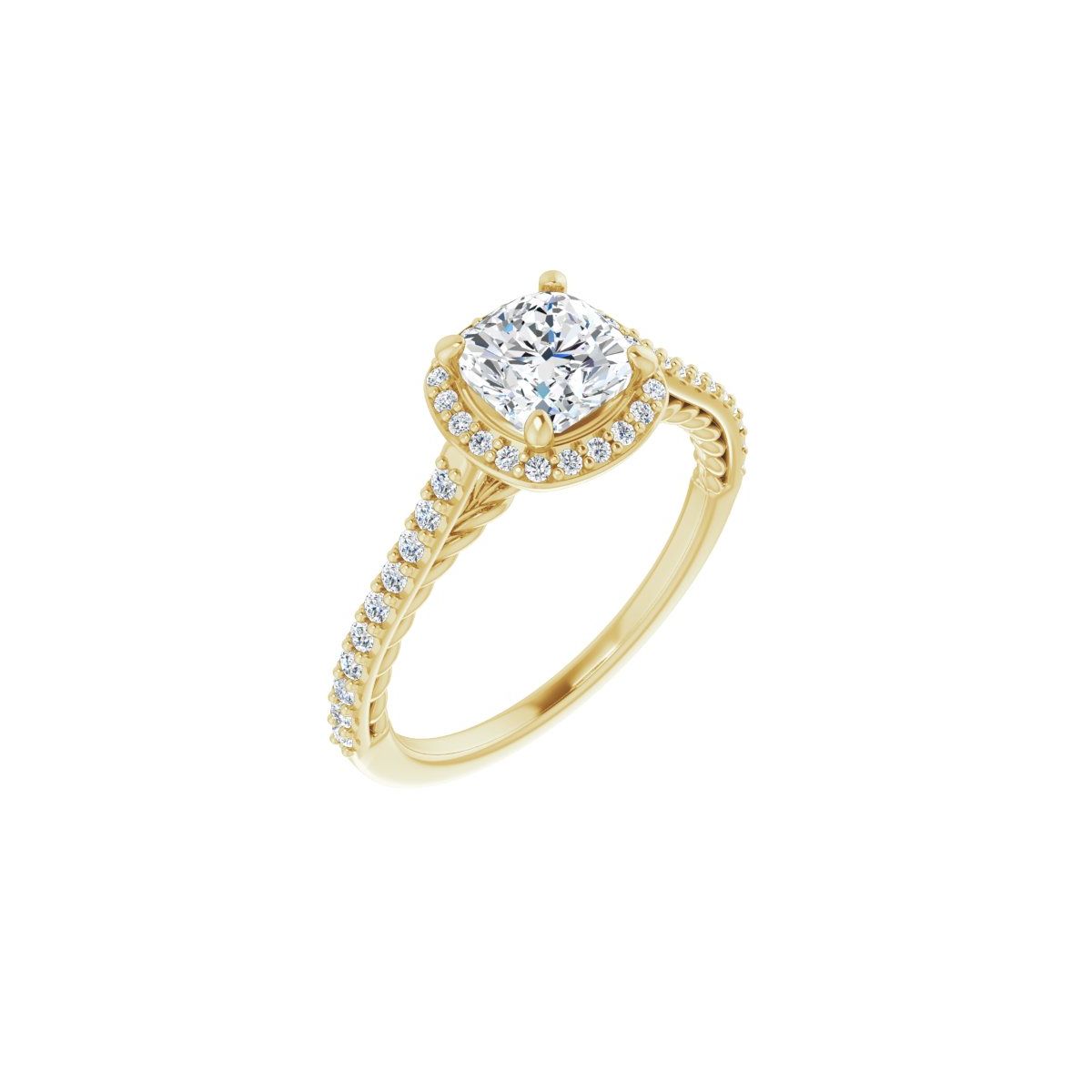Natural Diamond Cushion Halo-Style Engagement Ring Semi-Mount - 14K Yellow Gold - Series 122999