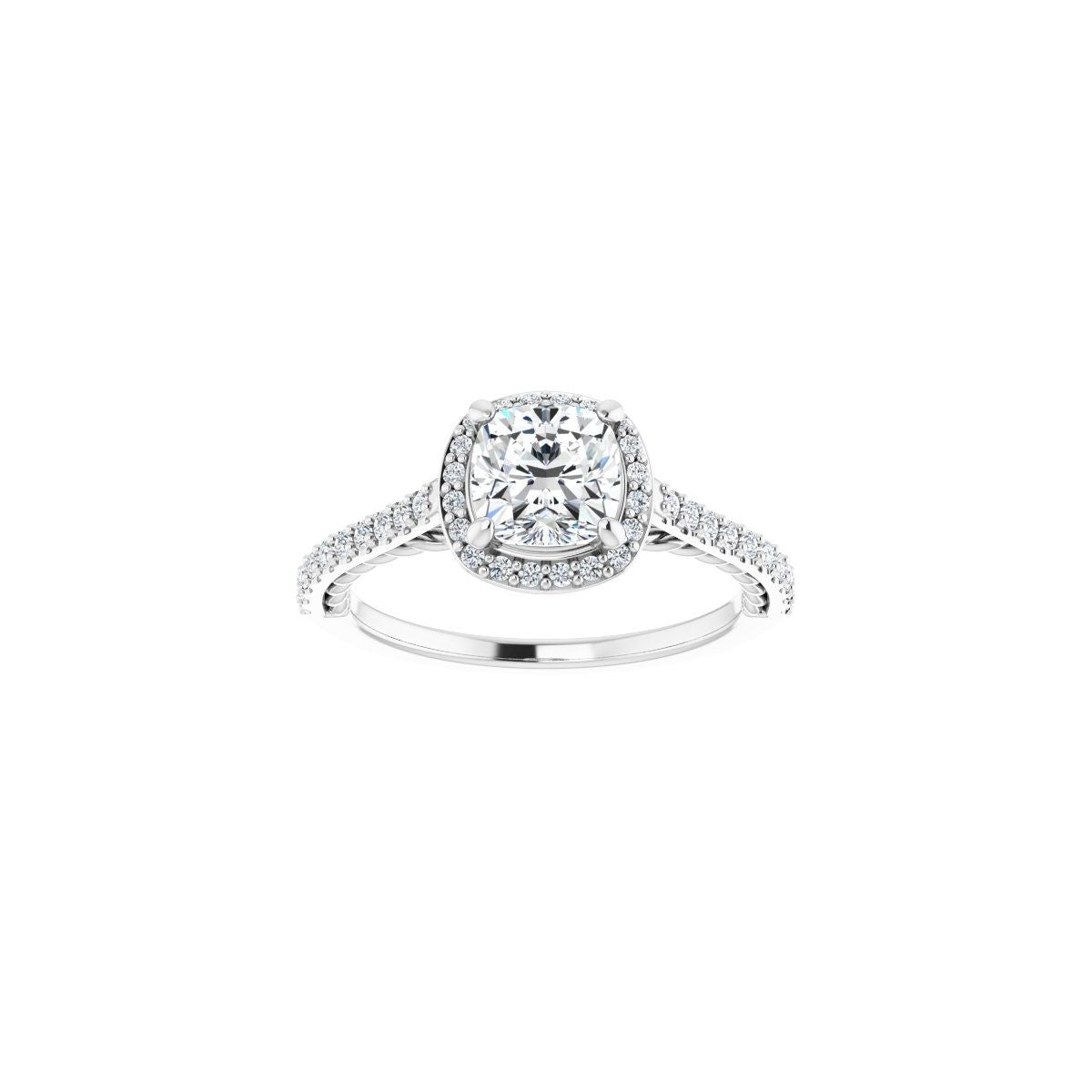 Cushion Halo-Style Engagement Ring Semi-Mount - gallery - Series 122999