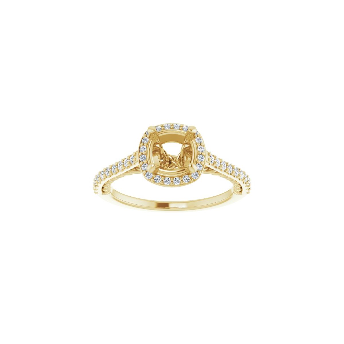 Cushion Halo-Style Engagement Ring Semi-Mount - gallery - Series 122999