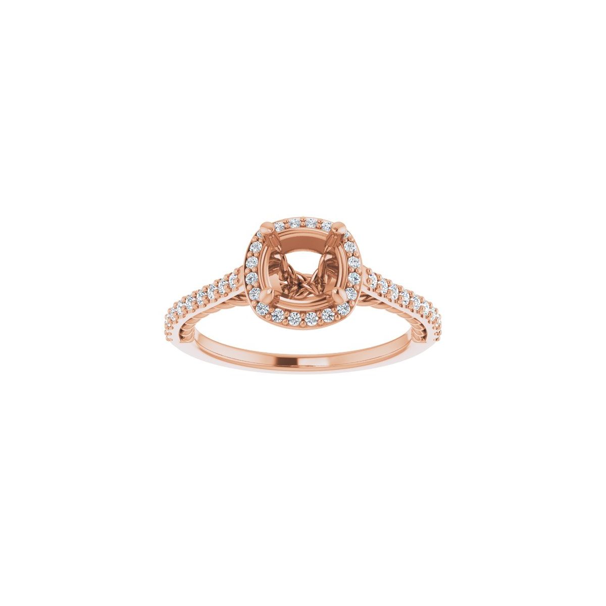 Cushion Halo-Style Engagement Ring Semi-Mount - gallery - Series 122999