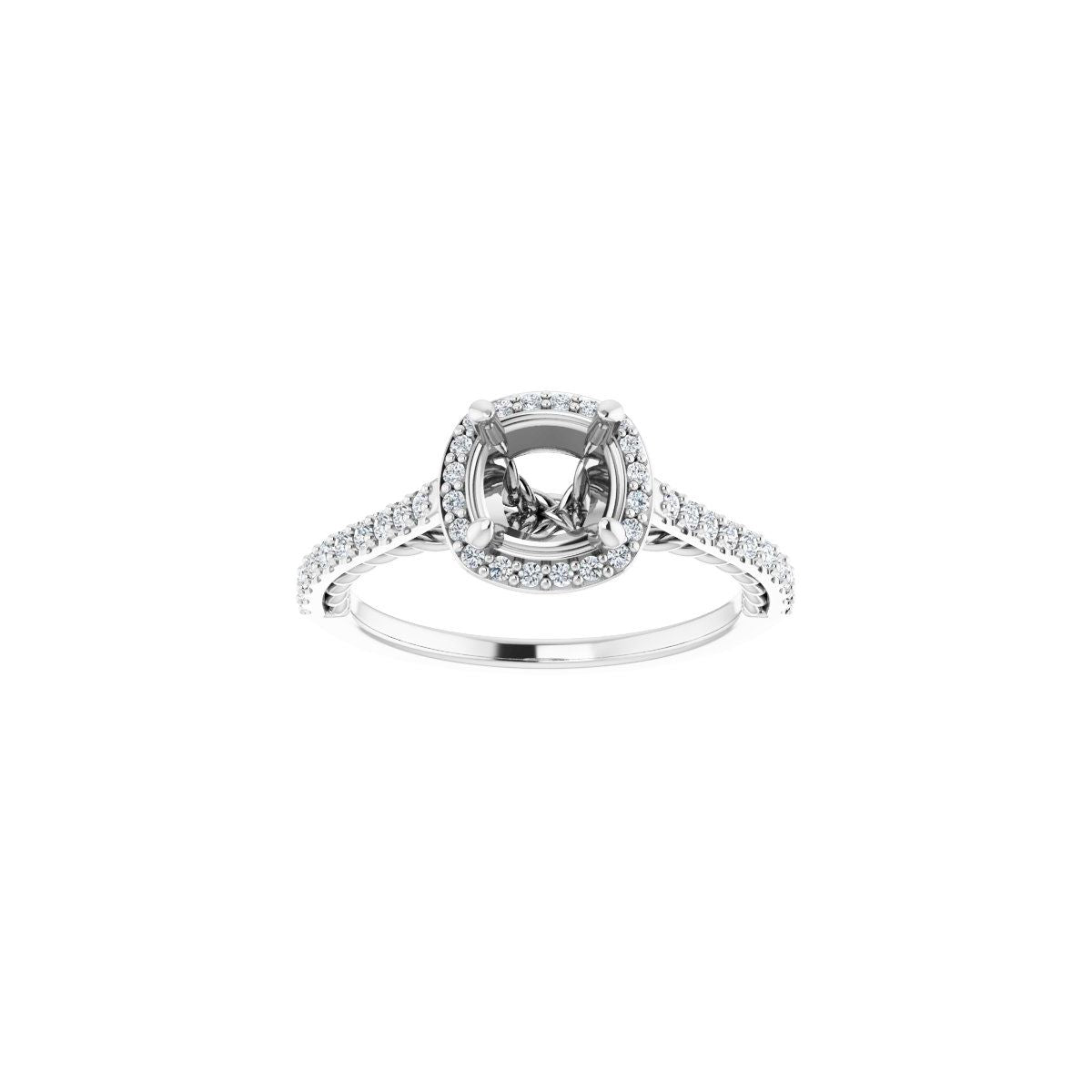 Cushion Halo-Style Engagement Ring Semi-Mount - gallery - Series 122999