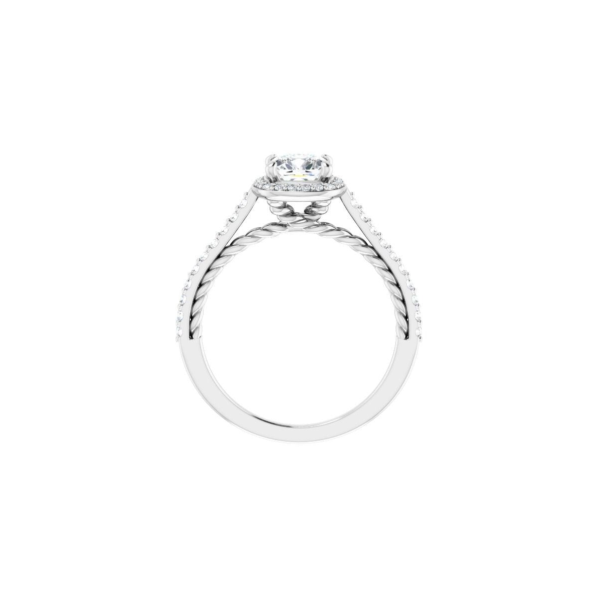 Cushion Halo-Style Engagement Ring Semi-Mount - gallery - Series 122999