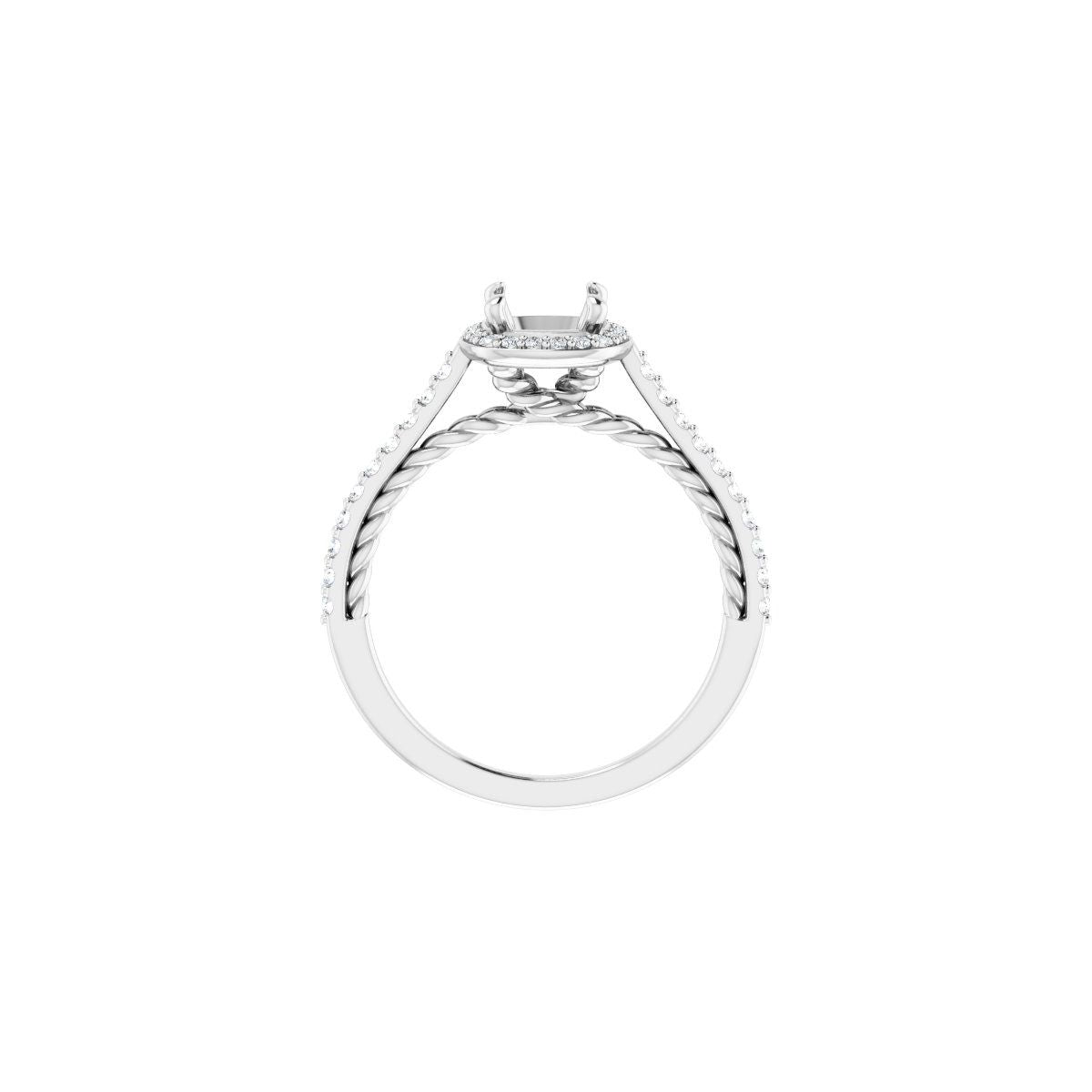 Cushion Halo-Style Engagement Ring Semi-Mount - gallery - Series 122999