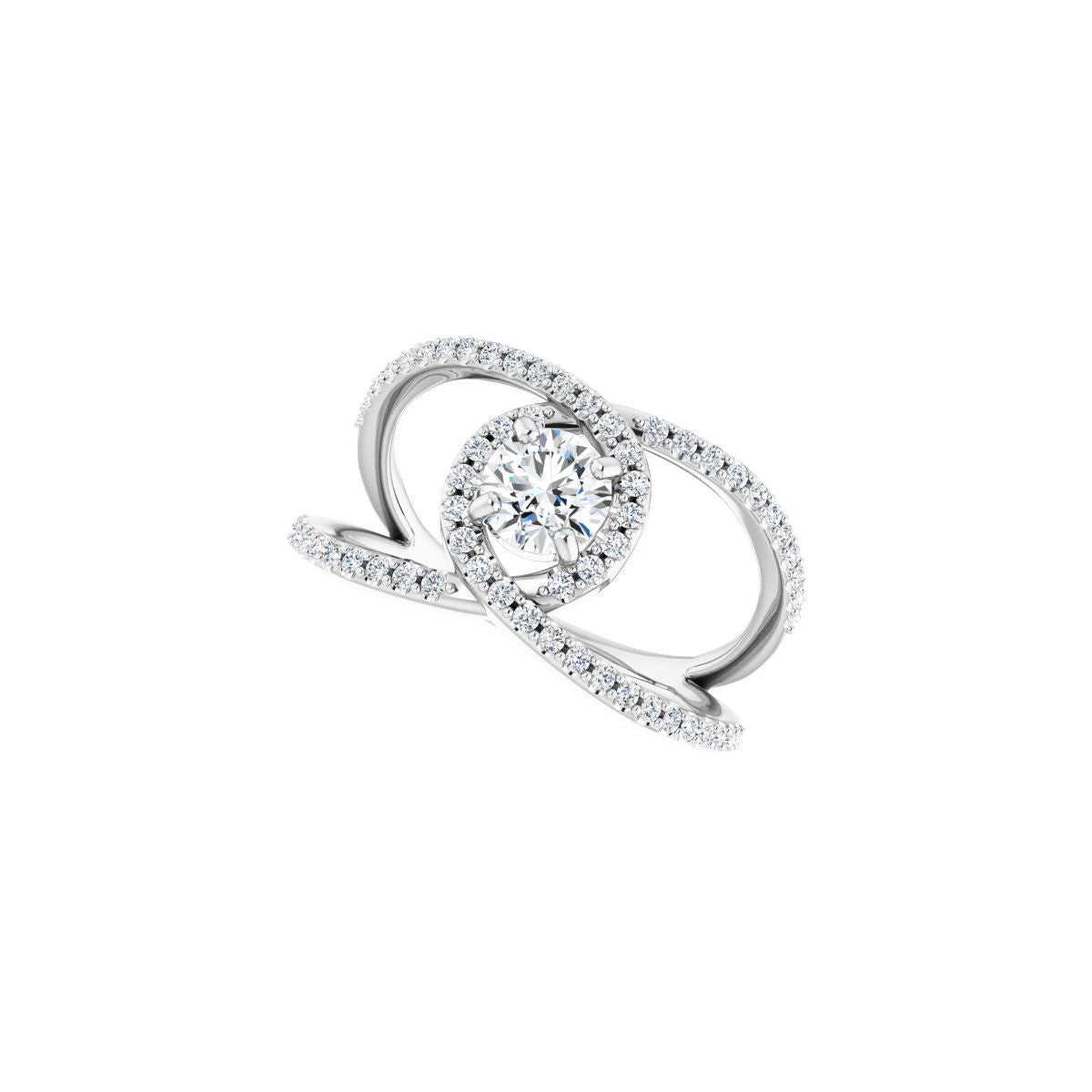 Round Halo-Style Bypass Engagement Ring Semi-Mount - gallery - Series 123249