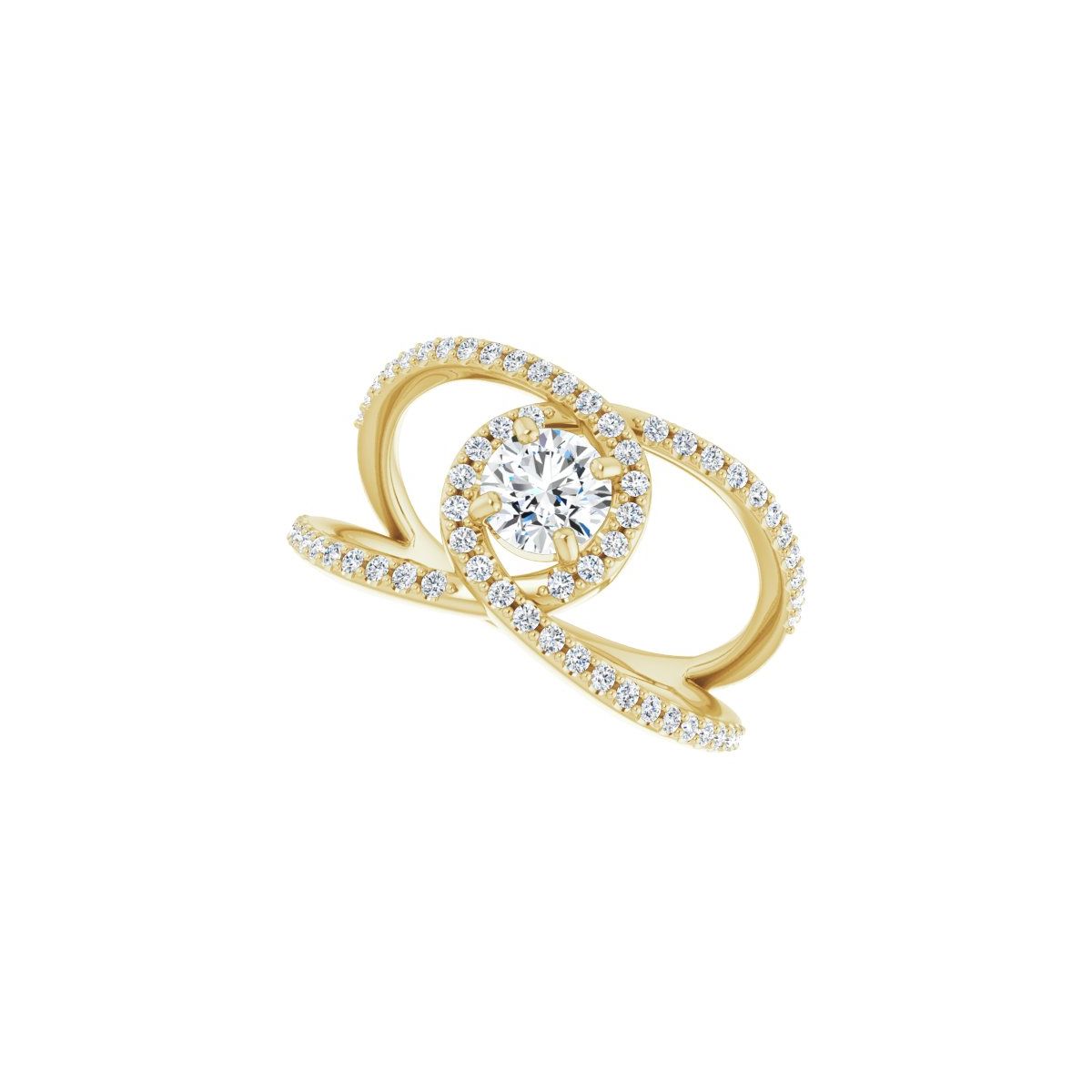 Round Halo-Style Bypass Engagement Ring Semi-Mount - gallery - Series 123249