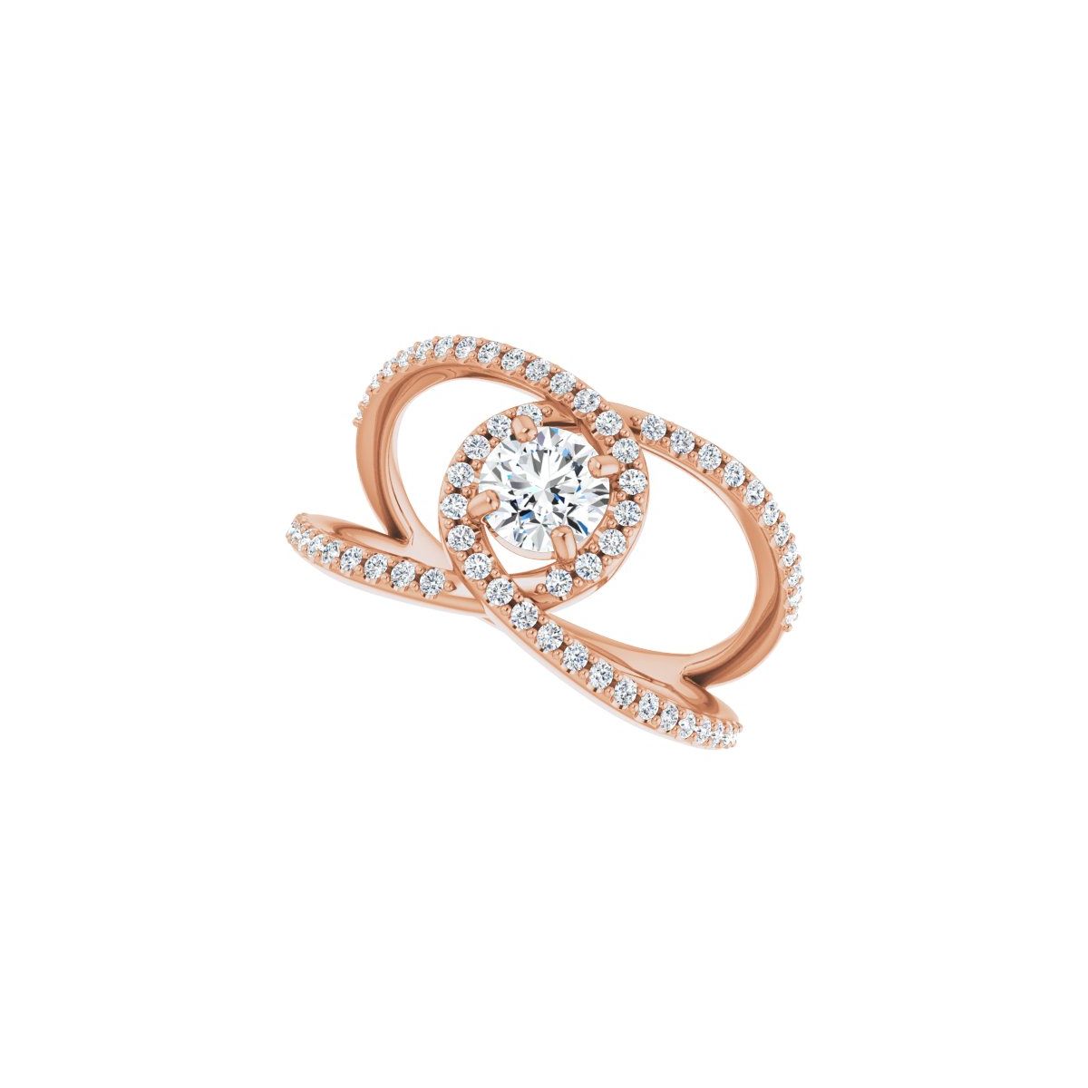 Round Halo-Style Bypass Engagement Ring Semi-Mount - gallery - Series 123249