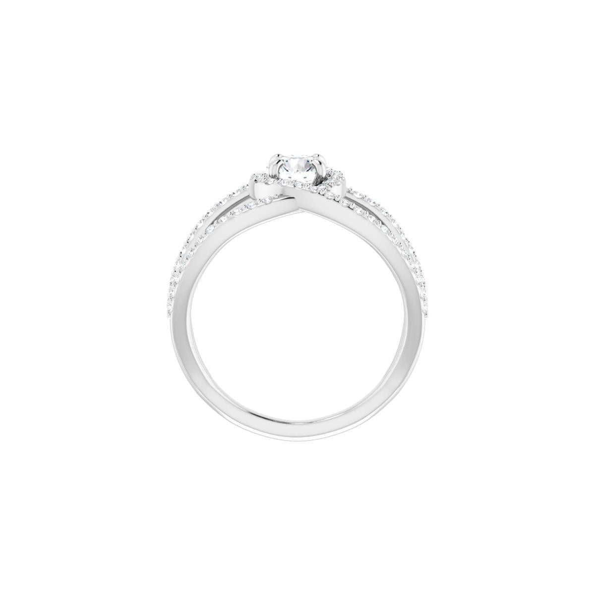 Round Halo-Style Bypass Engagement Ring Semi-Mount - gallery - Series 123249