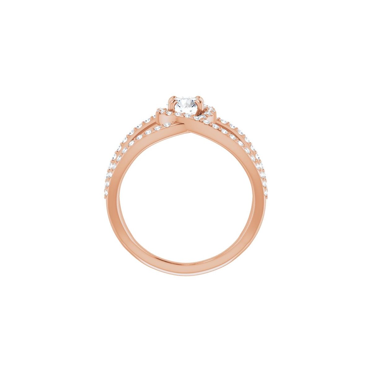 Round Halo-Style Bypass Engagement Ring Semi-Mount - gallery - Series 123249