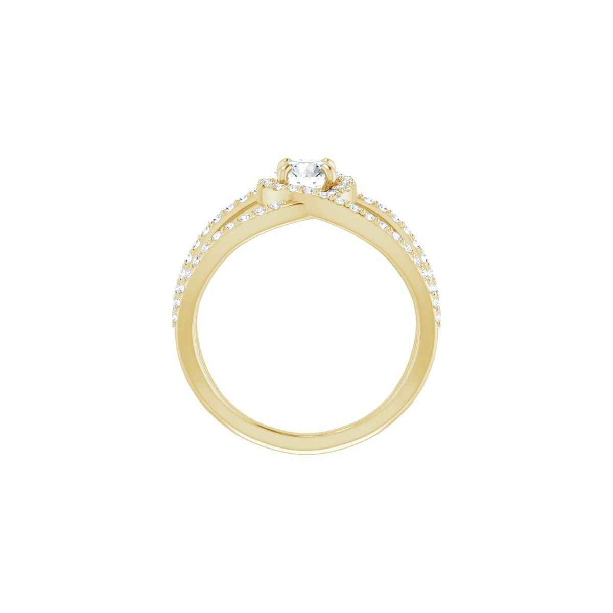 Round Halo-Style Bypass Engagement Ring Semi-Mount - gallery - Series 123249