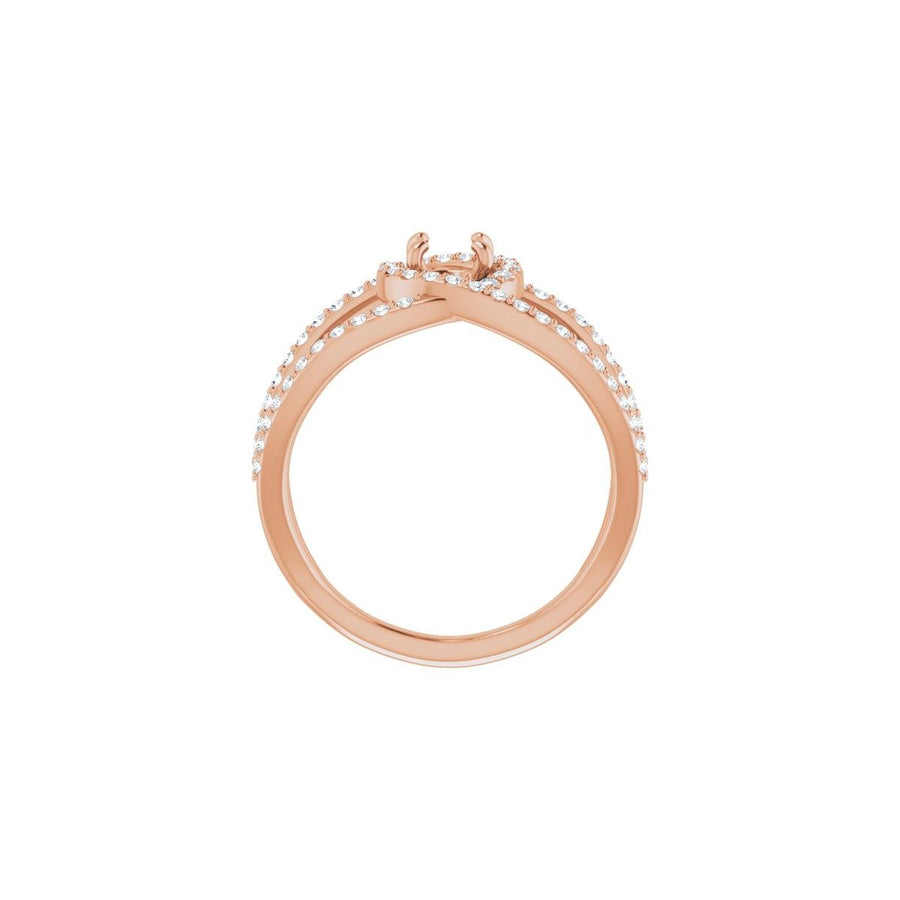 Round Halo-Style Bypass Engagement Ring Semi-Mount - gallery - Series 123249