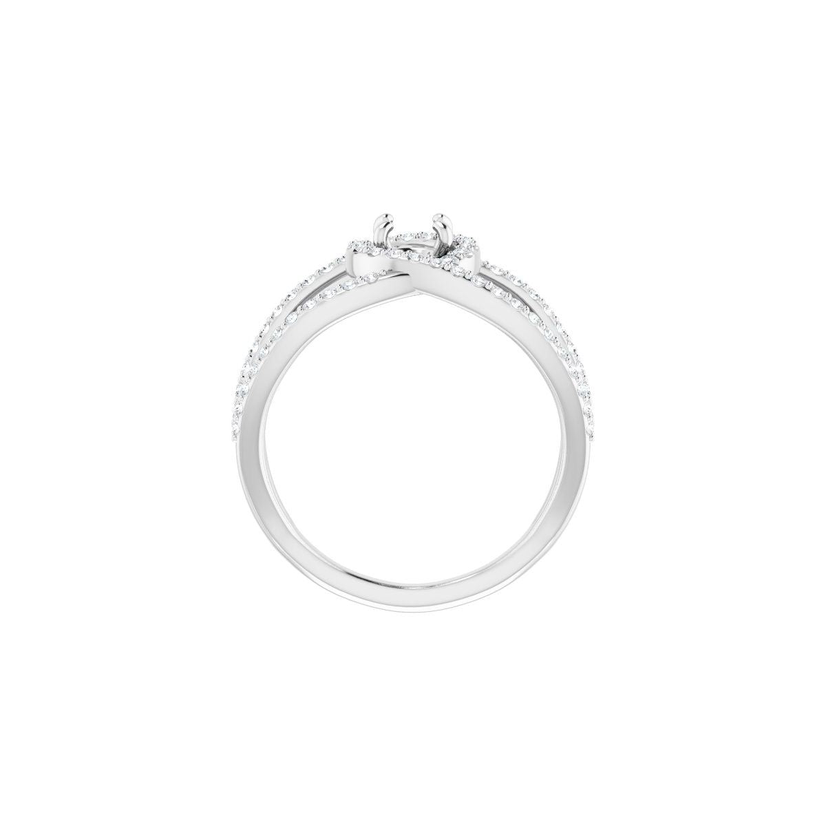 Round Halo-Style Bypass Engagement Ring Semi-Mount - gallery - Series 123249