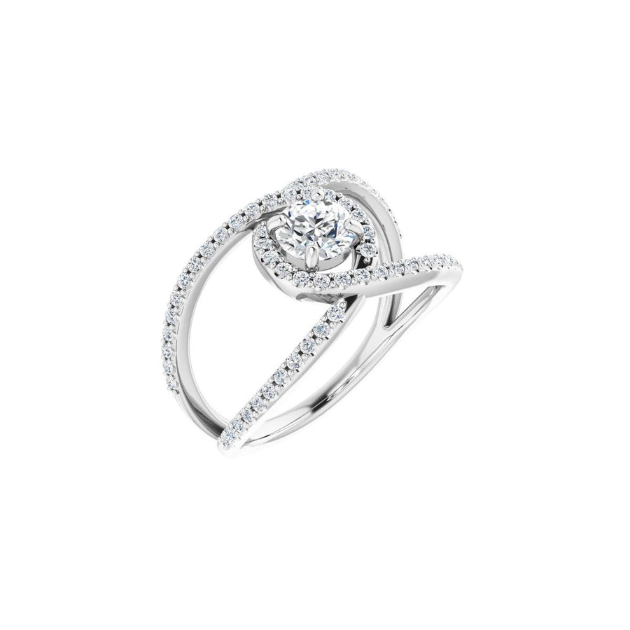 Natural Diamond Round Halo-Style Bypass Engagement Ring Semi-Mount - Platinum - Series 123249