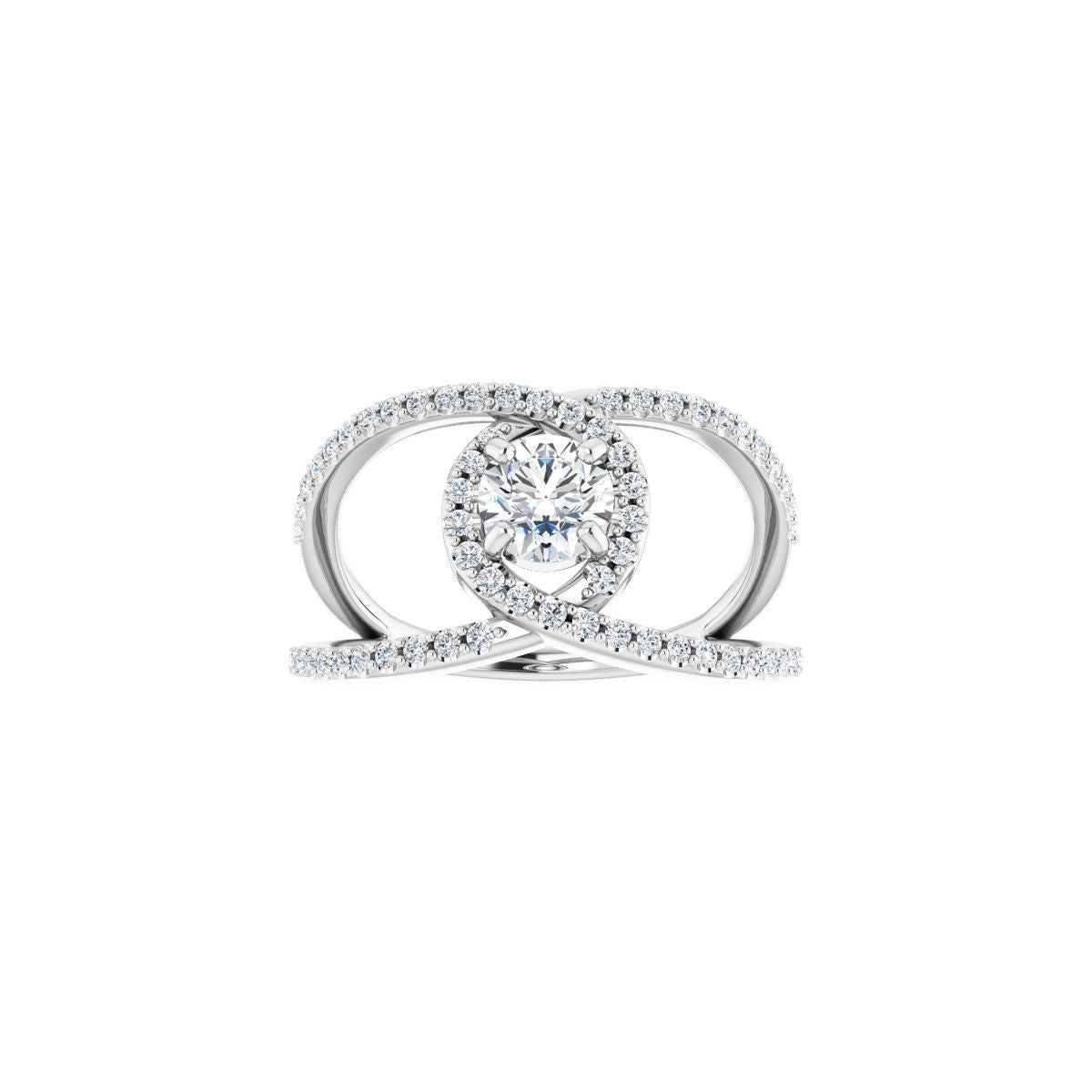 Round Halo-Style Bypass Engagement Ring Semi-Mount - gallery - Series 123249