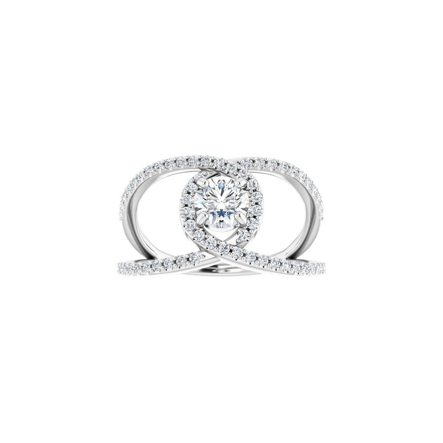 Round Halo-Style Bypass Engagement Ring Semi-Mount - gallery - Series 123249