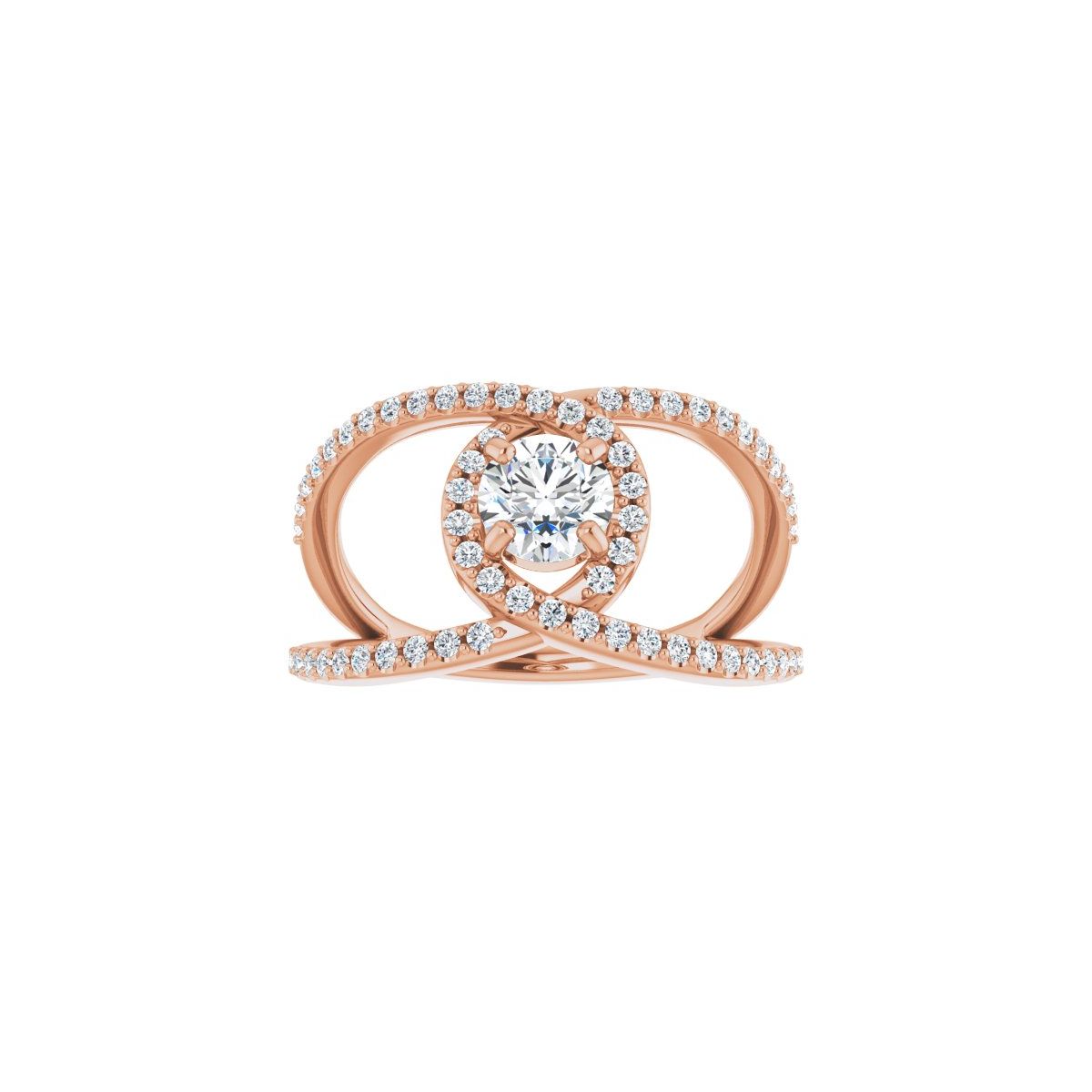 Round Halo-Style Bypass Engagement Ring Semi-Mount - gallery - Series 123249