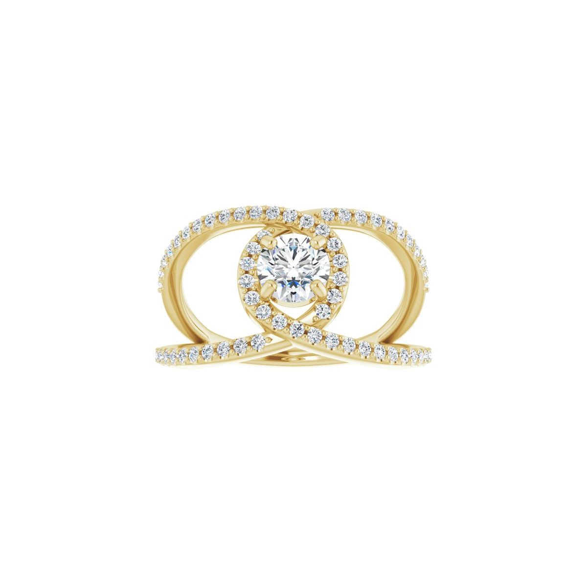 Round Halo-Style Bypass Engagement Ring Semi-Mount - gallery - Series 123249