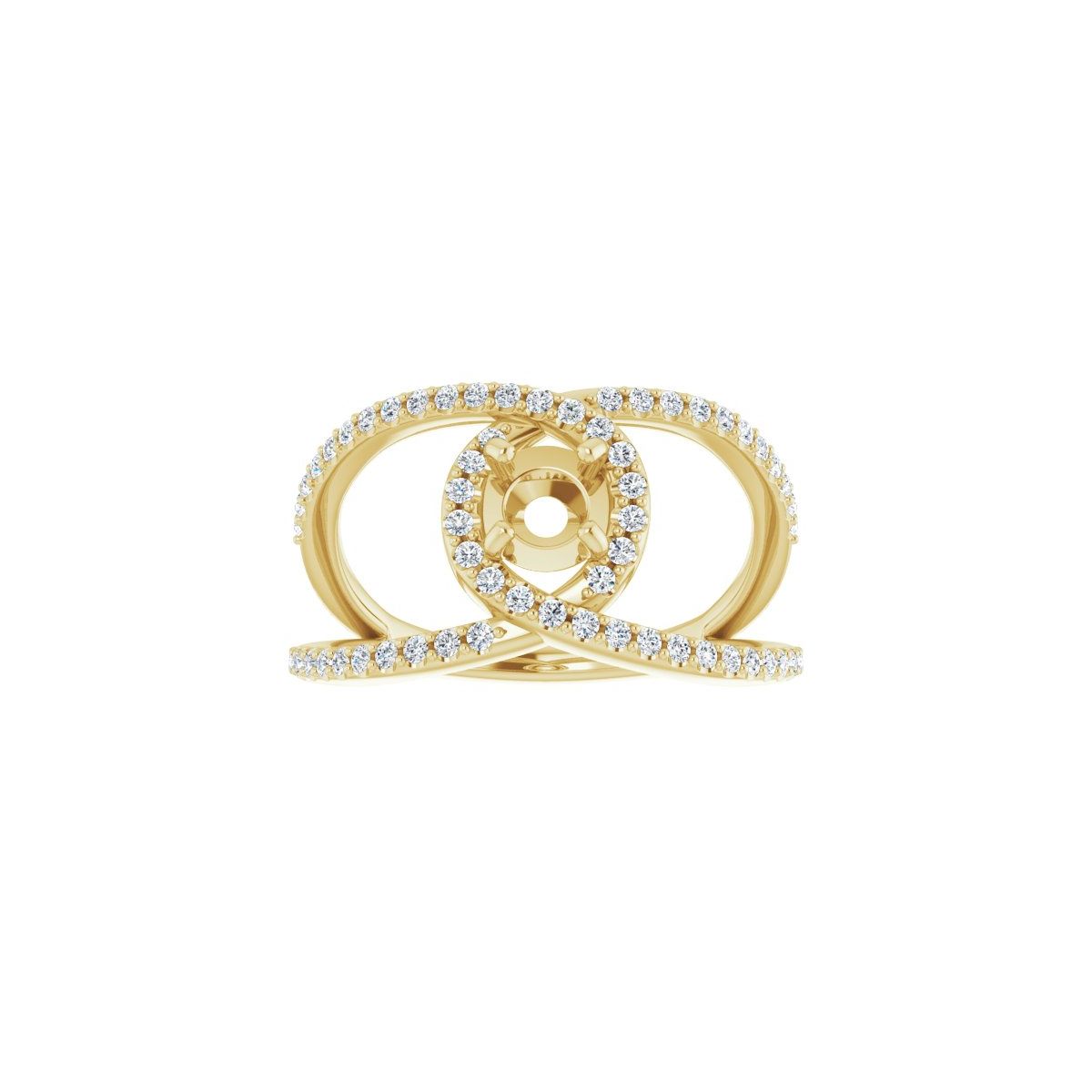 Round Halo-Style Bypass Engagement Ring Semi-Mount - gallery - Series 123249