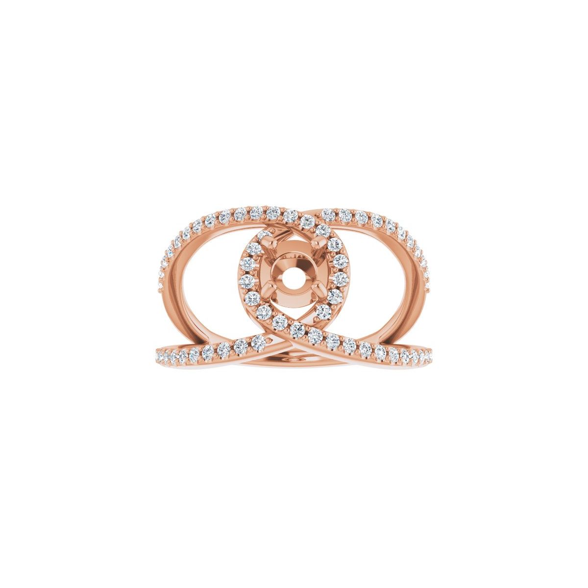 Round Halo-Style Bypass Engagement Ring Semi-Mount - gallery - Series 123249