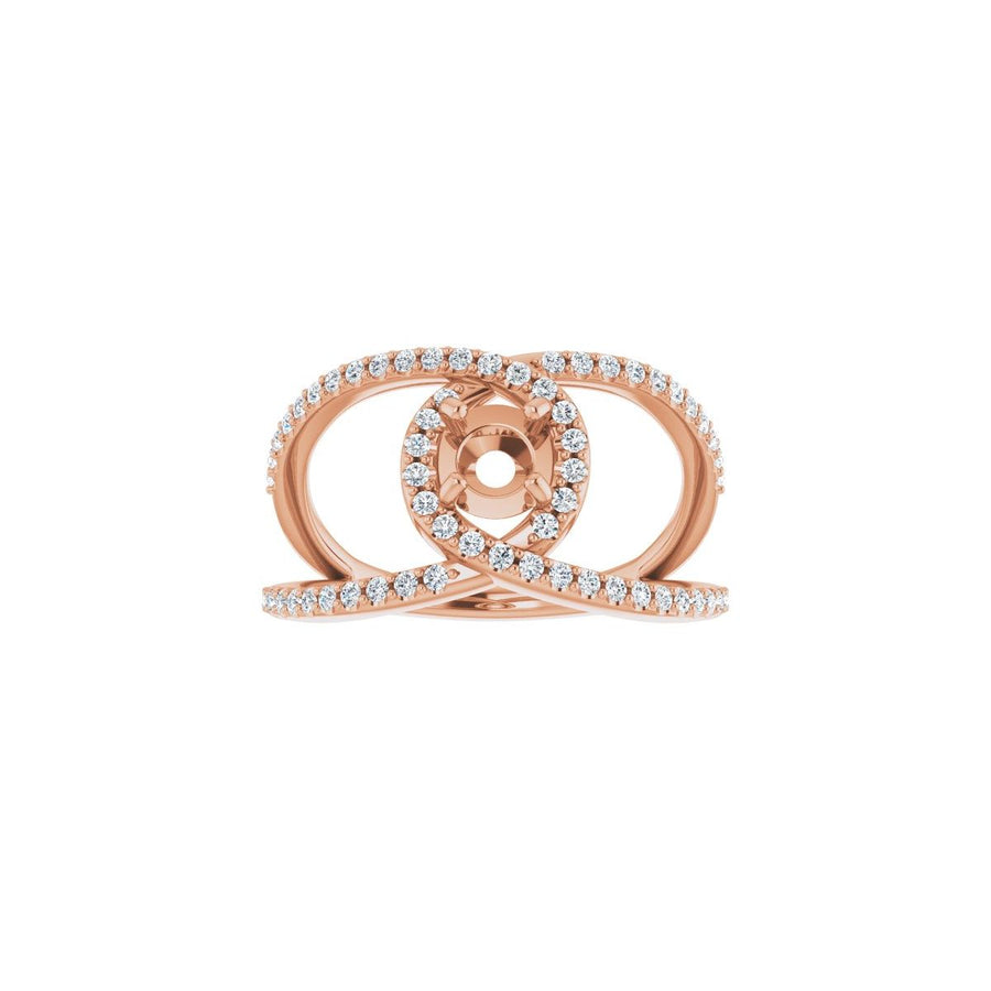 Round Halo-Style Bypass Engagement Ring Semi-Mount - gallery - Series 123249