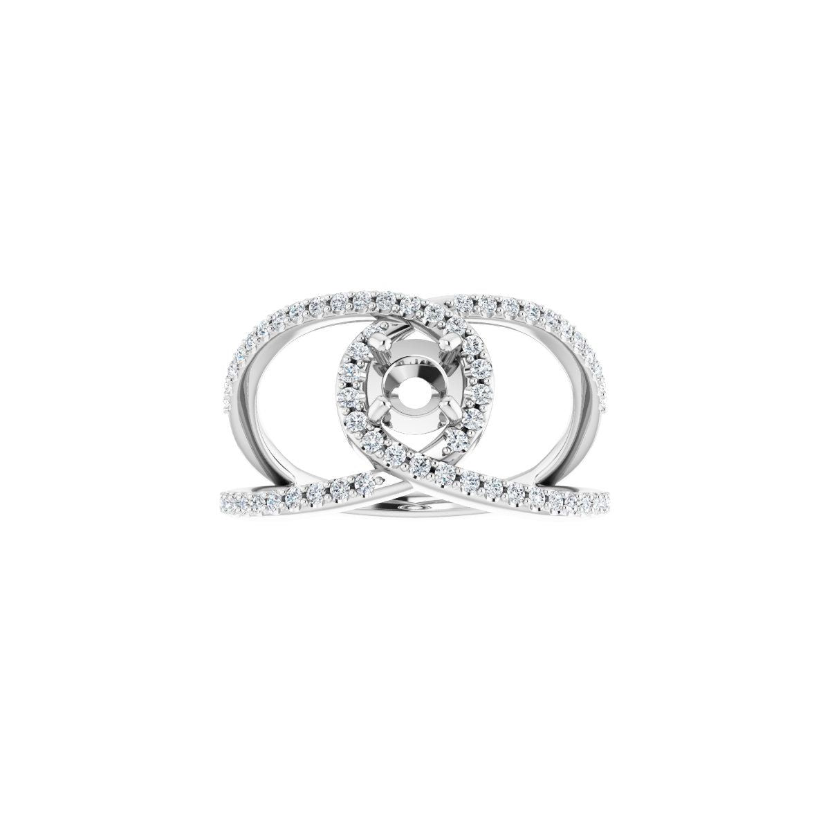 Round Halo-Style Bypass Engagement Ring Semi-Mount - gallery - Series 123249