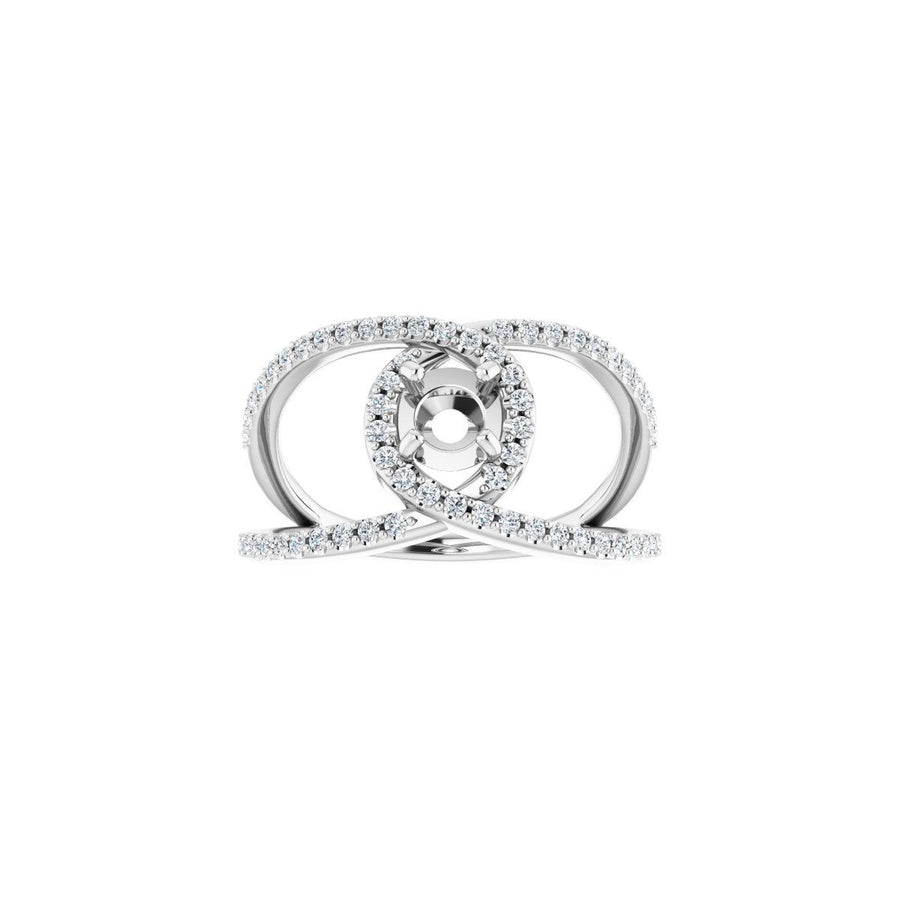 Round Halo-Style Bypass Engagement Ring Semi-Mount - gallery - Series 123249