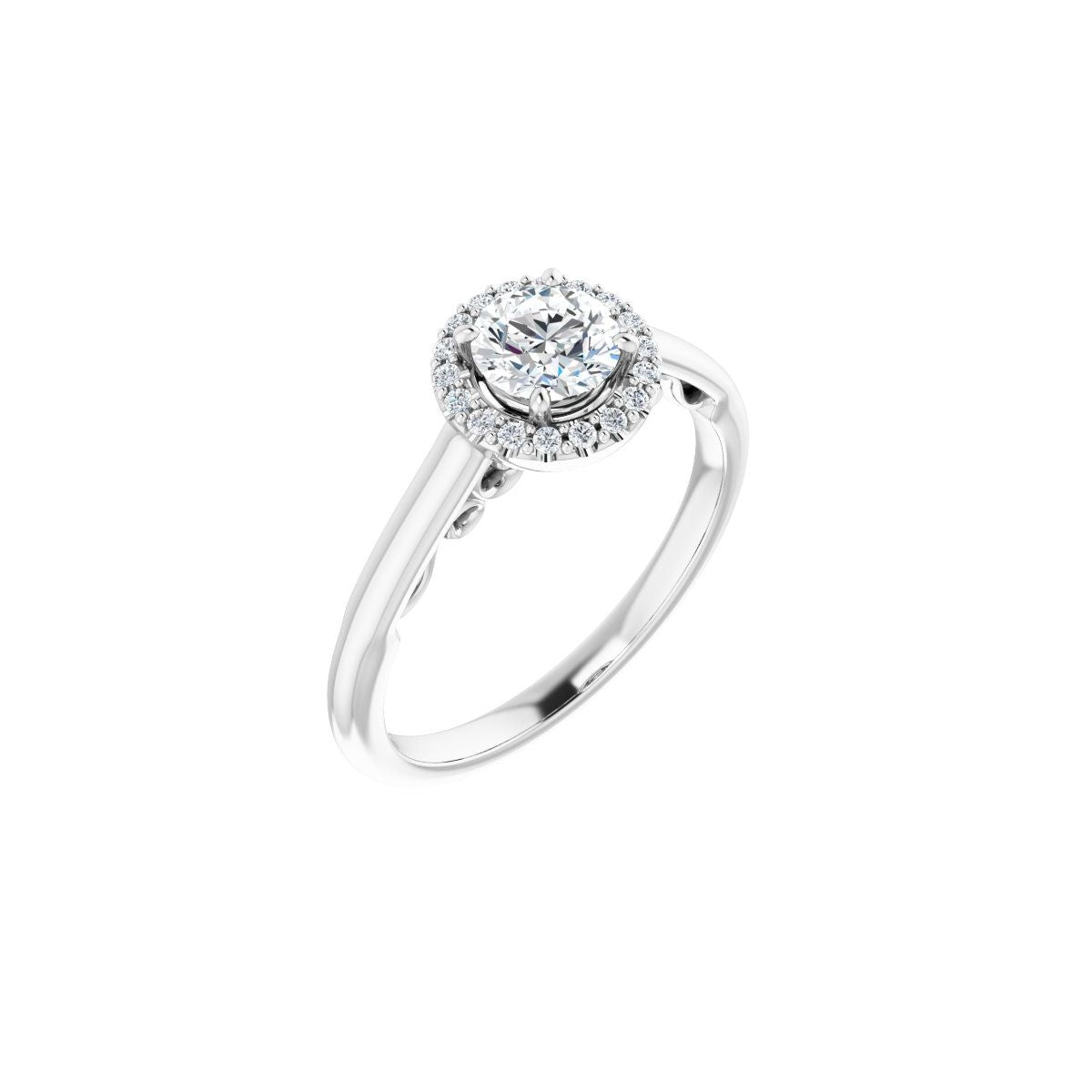 Natural Diamond Round Halo-Style Engagement Ring Semi-Mount - Platinum - Series 123082