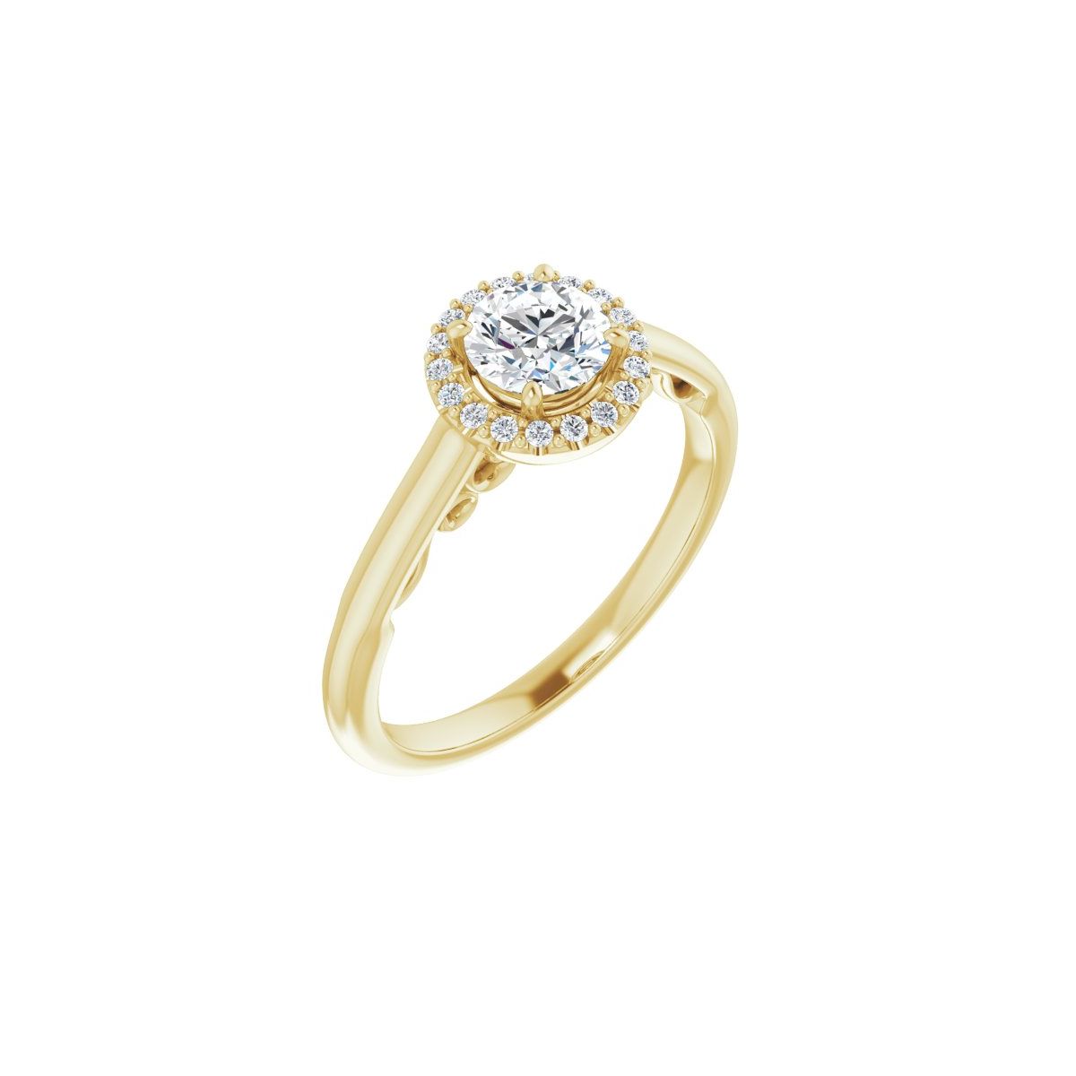 Natural Diamond Round Halo-Style Engagement Ring Semi-Mount - 14K Yellow Gold - Series 123082