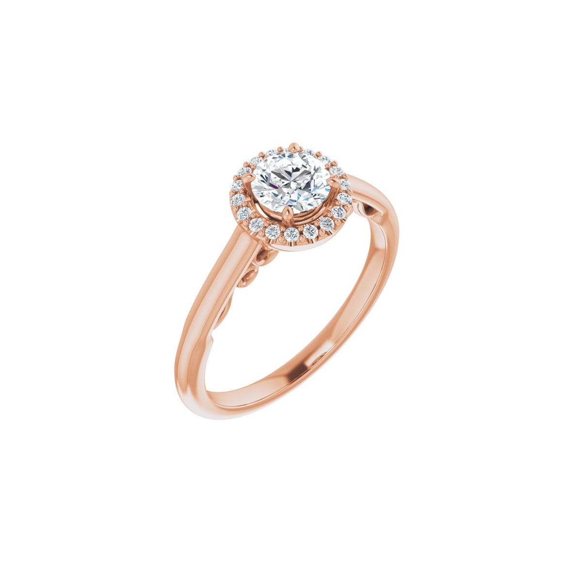 Natural Diamond Round Halo-Style Engagement Ring Semi-Mount - 14K Rose Gold - Series 123082