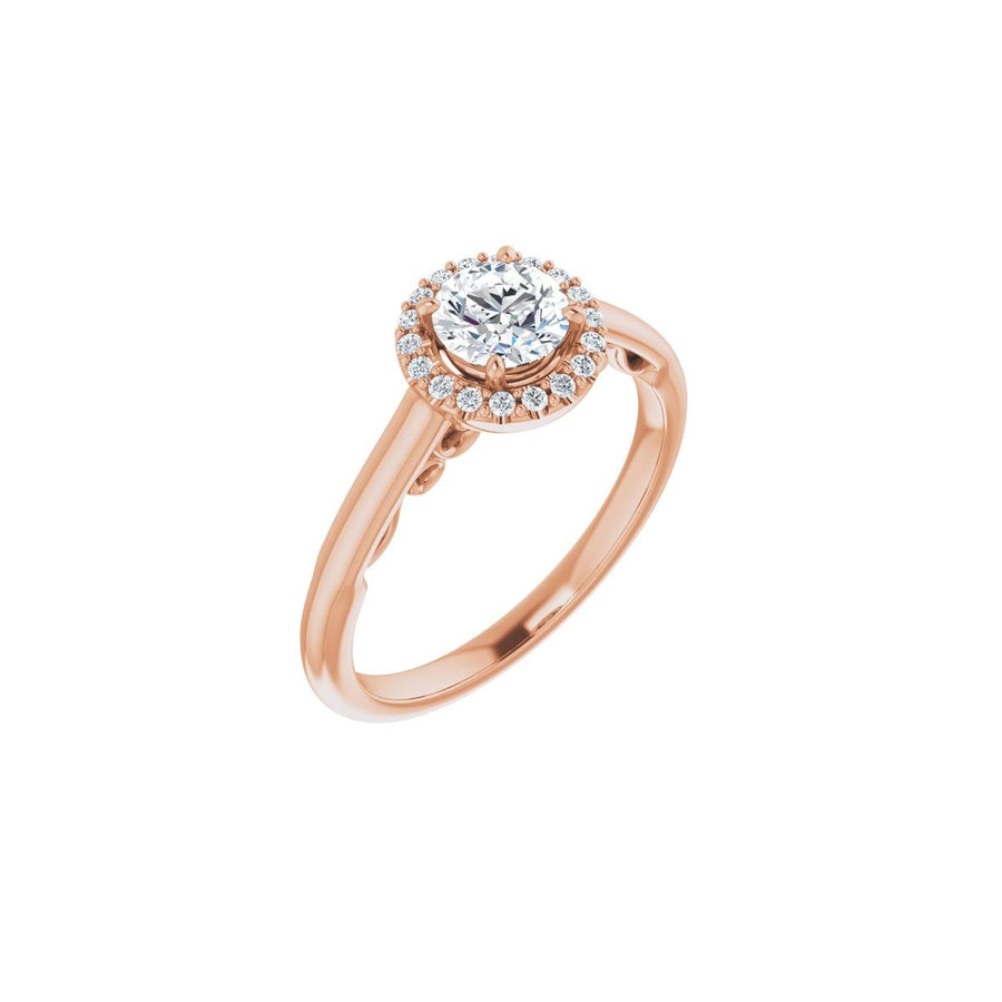 Natural Diamond Round Halo-Style Engagement Ring Semi-Mount - 14K Rose Gold - Series 123082