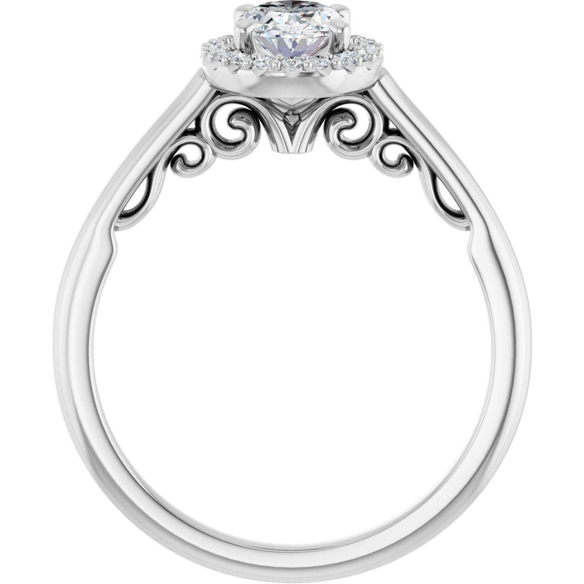 Oval Halo-Style Engagement Ring Semi-Mount - gallery - Series 123082