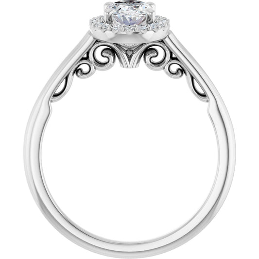 Oval Halo-Style Engagement Ring Semi-Mount - gallery - Series 123082