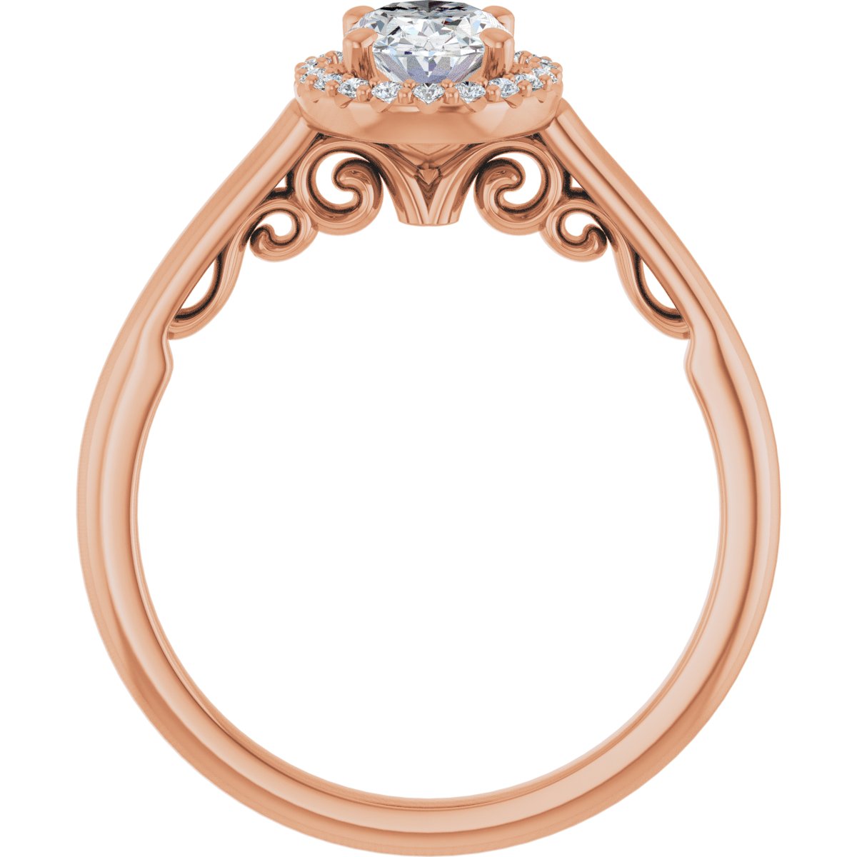 Oval Halo-Style Engagement Ring Semi-Mount - gallery - Series 123082