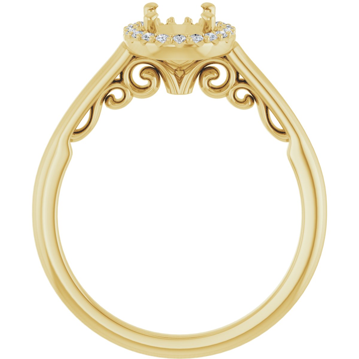 Oval Halo-Style Engagement Ring Semi-Mount - gallery - Series 123082