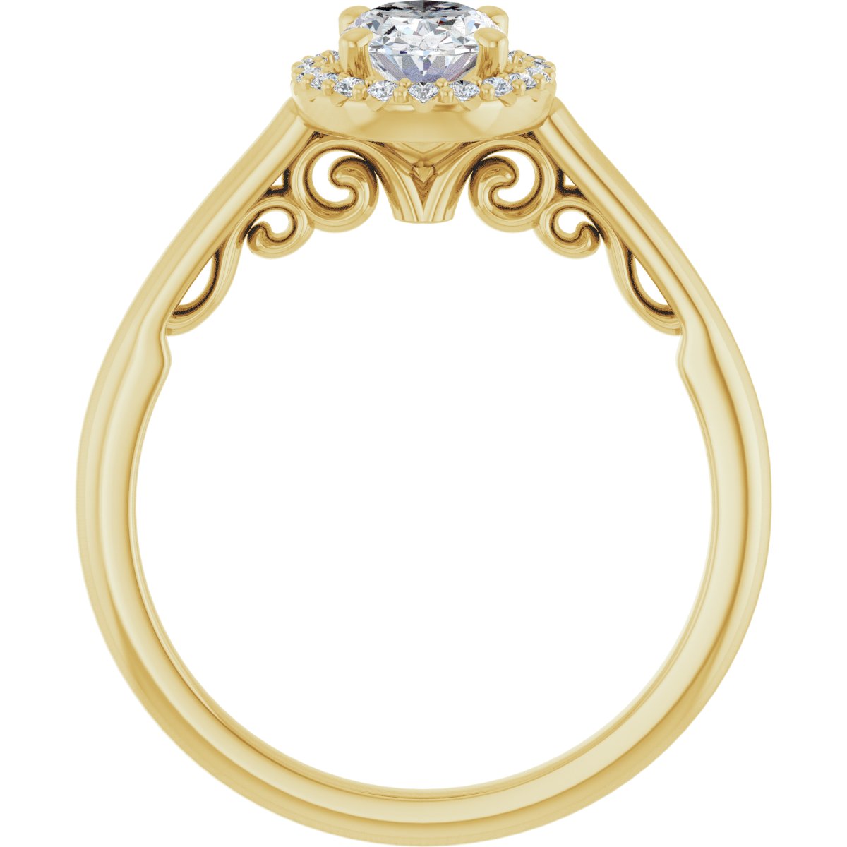 Oval Halo-Style Engagement Ring Semi-Mount - gallery - Series 123082
