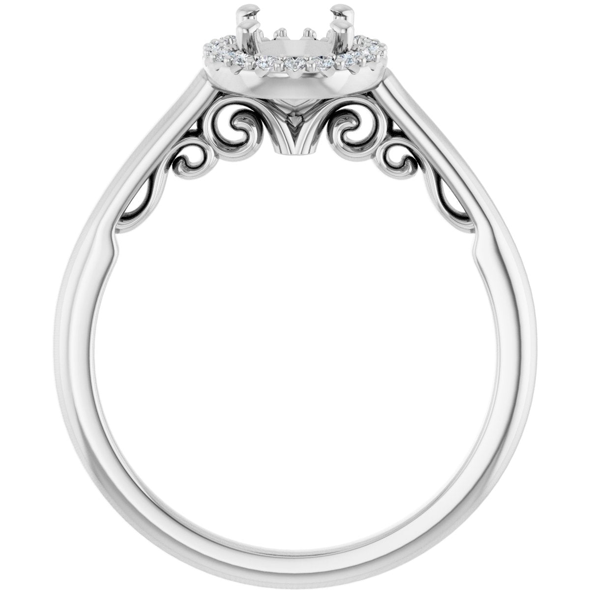 Oval Halo-Style Engagement Ring Semi-Mount - gallery - Series 123082