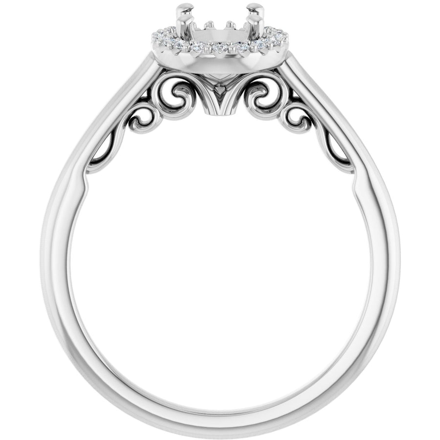 Oval Halo-Style Engagement Ring Semi-Mount - gallery - Series 123082
