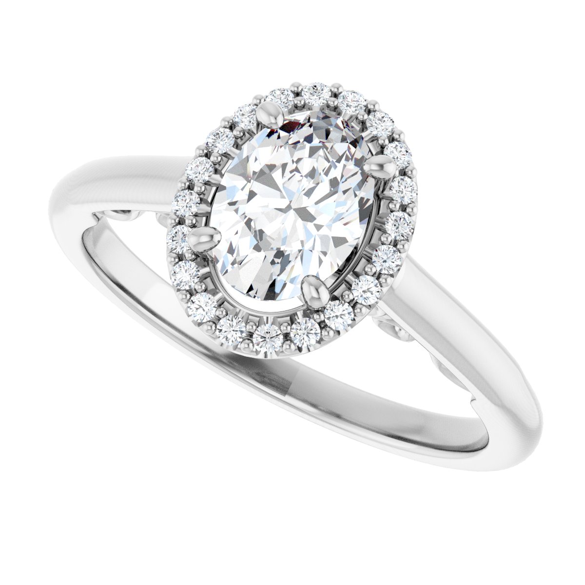 Oval Halo-Style Engagement Ring Semi-Mount - gallery - Series 123082