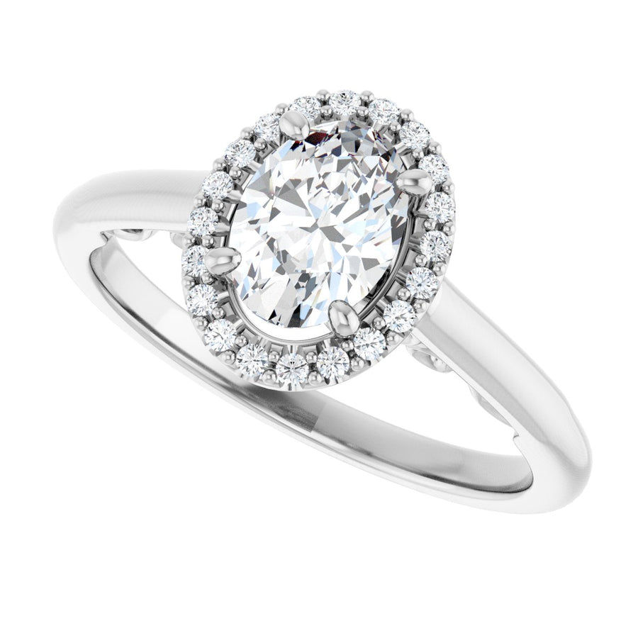 Oval Halo-Style Engagement Ring Semi-Mount - gallery - Series 123082